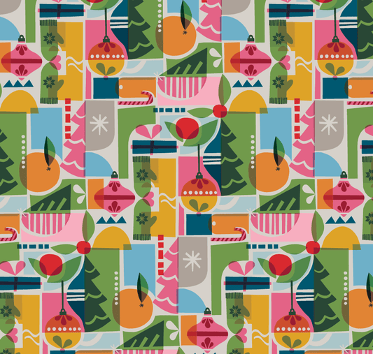 Set of 3 (S, L, XL) Reusable Cloth Furoshiki Gift Wrap | Holiday Shapes & Deep Blue